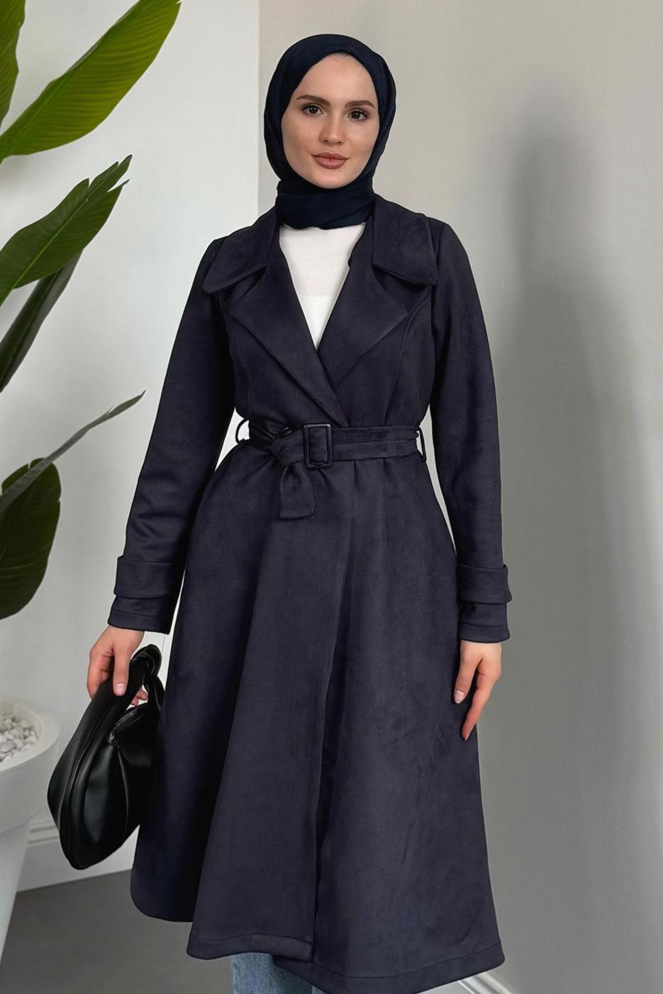 Vêtements hijab BLEU MARINE TRENCH EN DAIM T 6426