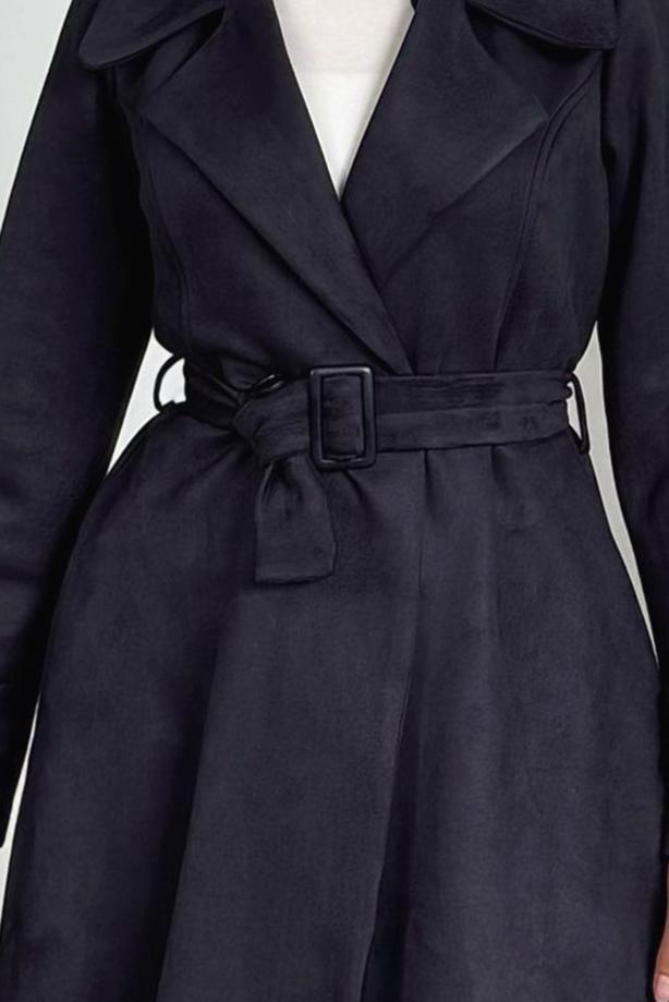 Vêtements hijab BLEU MARINE TRENCH EN DAIM T 6426 - TRENDTESETTÜR