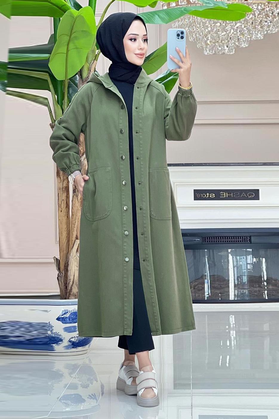 Vêtements hijab KAKI TRENCH-COAT BOUTONNÉ T 7086