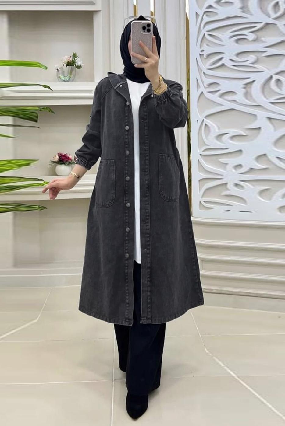Vêtements hijab GRIS TRENCH-COAT BOUTONNÉ T 7086