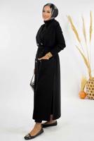 Tesettür giyim SİYAH KUŞAKLI TRİKO YELEK T 10381