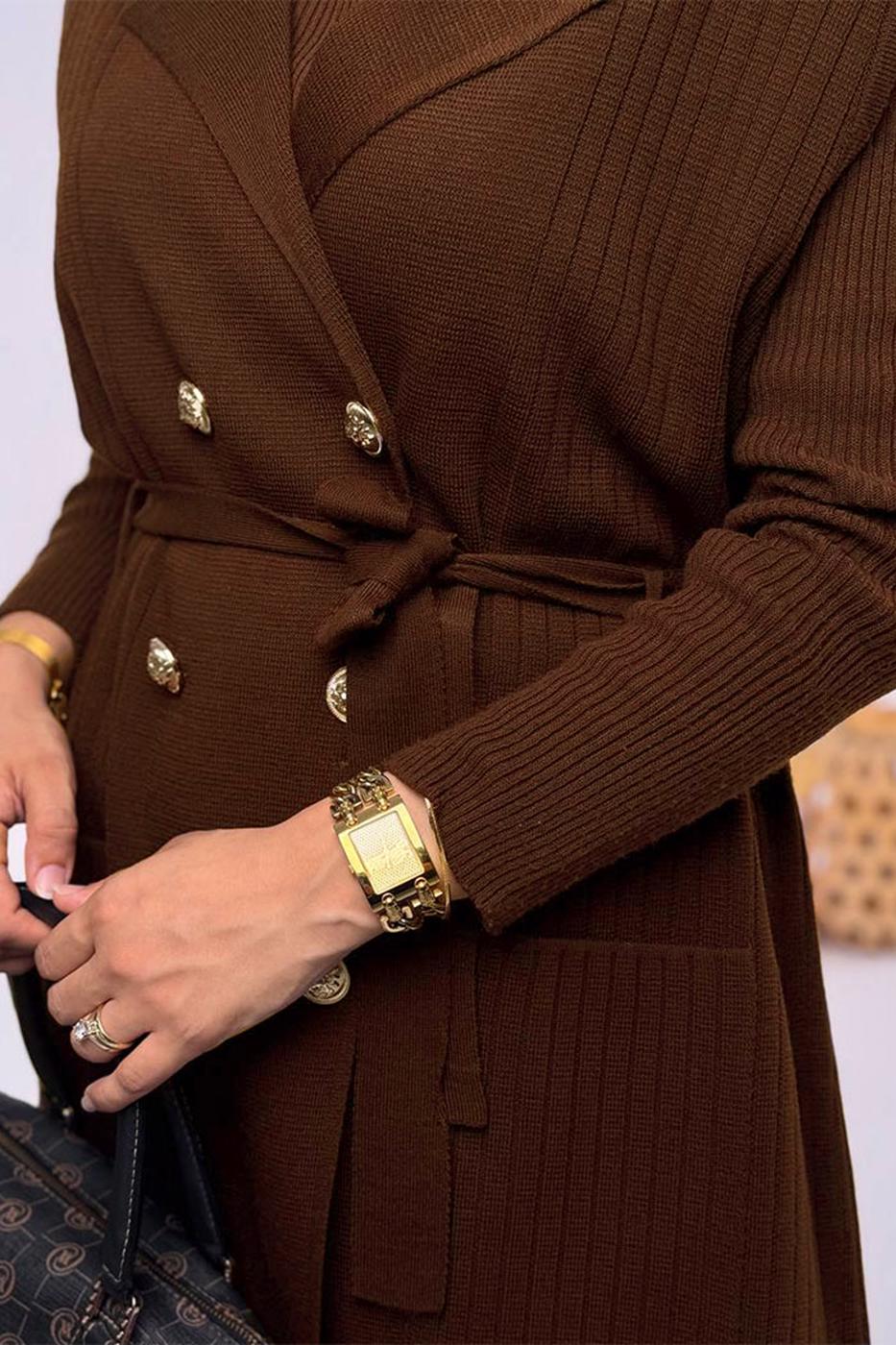 Tesettür giyim KAHVE TRİKO YELEK T 10381