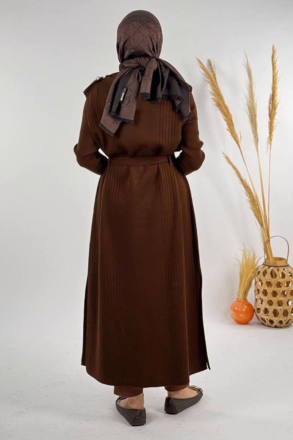 Tesettür giyim KAHVE TRİKO YELEK T 10381