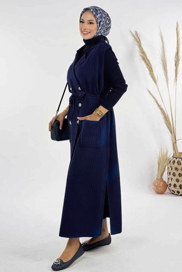 Hijab clothing NAVY BLUE T 10381 BYM TRİKO YELEK - TRENDTESETTÜR