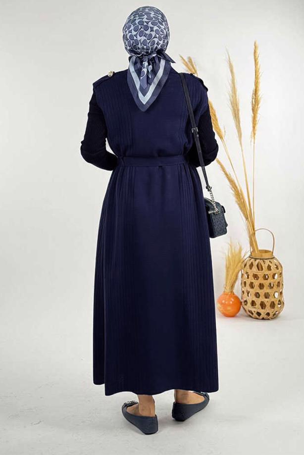 Hijab clothing NAVY BLUE KNITWEAR VEST T 10381 - TRENDTESETTÜR