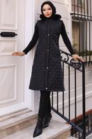 Tesettür giyim SİYAH KAPÜŞONLU ŞİŞME YELEK T 1091