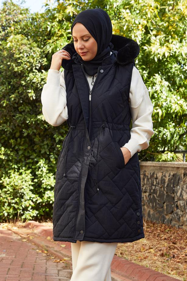 Hijab clothing  HOODED PUFFER VEST T 2307 - TRENDTESETTÜR