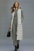 Tesettür giyim GRİ KAPÜŞONLU UZUN ŞİŞME YELEK T 4819