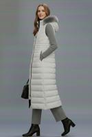 Tesettür giyim GRİ KAPÜŞONLU UZUN ŞİŞME YELEK T 4819