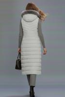 Tesettür giyim GRİ KAPÜŞONLU UZUN ŞİŞME YELEK T 4819