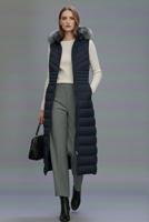 Tesettür giyim LACİVERT KAPÜŞONLU UZUN ŞİŞME YELEK T 4819