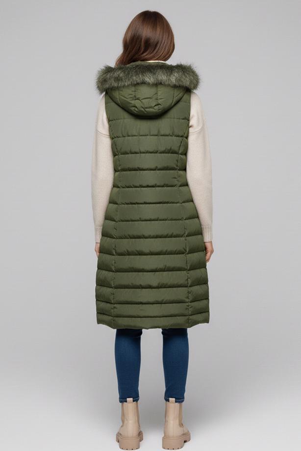 Tesettür giyim HAKİ T 5819 BN ŞİŞME YELEK - TRENDTESETTÜR