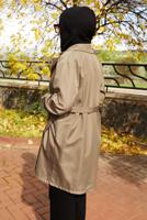 Tesettür giyim VİZON KUŞAKLI TRENÇKOT T 59112