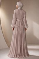 Vêtements hijab POUDRE ROBE DE SOIRÉE CEINTURÉE T 10071