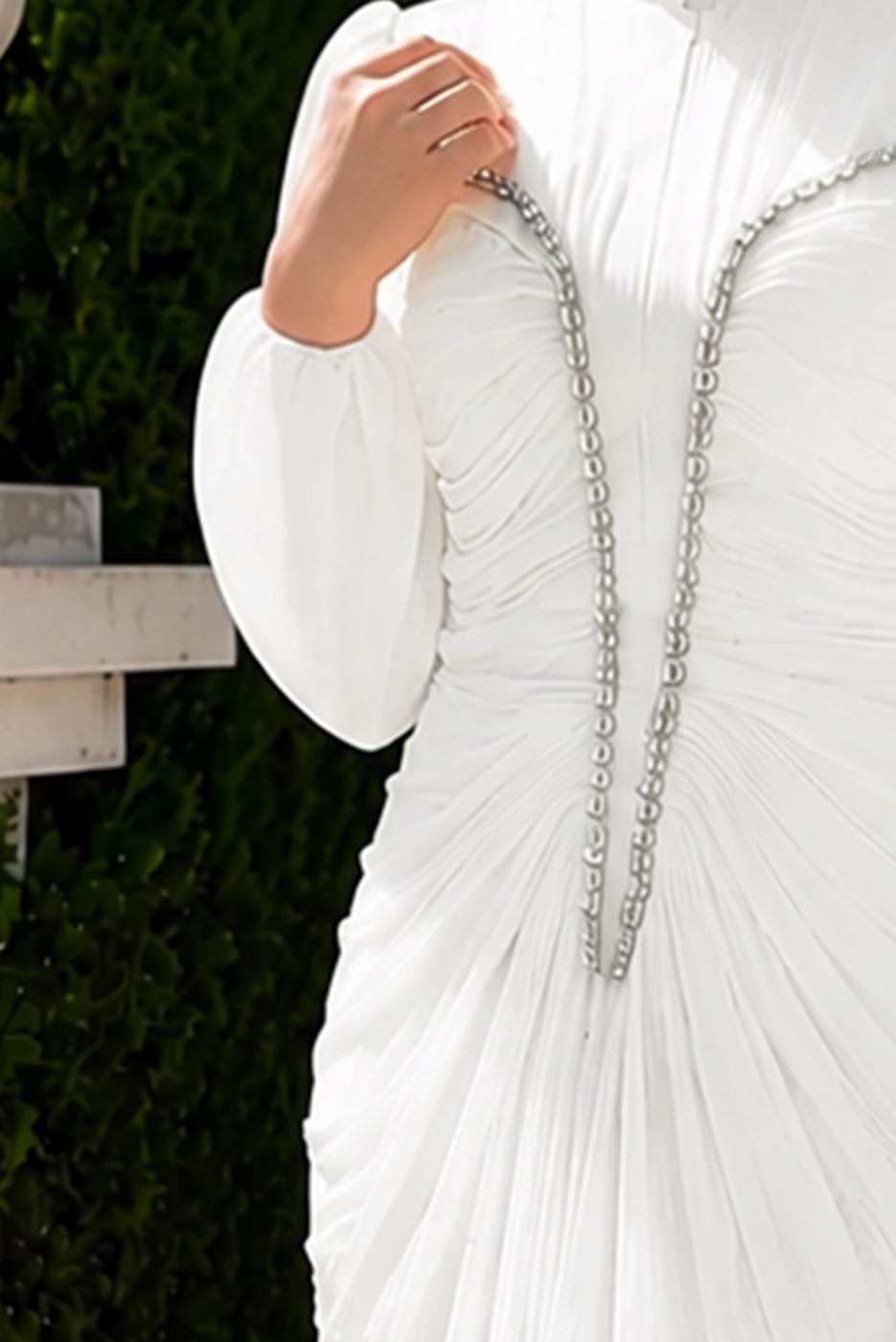 Hijab clothing WHITE GEM EMBROIDERED EVENING DRESS T 1025