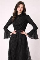 Tesettür giyim SİYAH DANTELLİ ABİYE ELBİSE T 1326