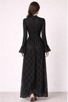 Tesettür giyim SİYAH DANTELLİ ABİYE ELBİSE T 1326