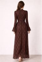 Tesettür giyim KAHVE DANTELLİ ABİYE ELBİSE T 1326