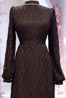 Vêtements hijab BRUN ROBE DE SOIRÉE CEINTURÉE T 1463