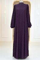 Tesettür giyim MÜRDÜM KUŞAKLI ABİYE ELBİSE T 1463