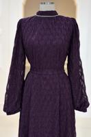 Tesettür giyim MÜRDÜM KUŞAKLI ABİYE ELBİSE T 1463