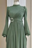 Tesettür giyim YEŞİL T 1563 AH ABİYE ELBİSE