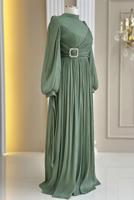 Tesettür giyim YEŞİL T 1563 AH ABİYE ELBİSE