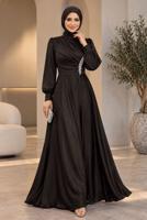 Vêtements hijab BRUN ROBE DE SOIRÉE EN SATIN T 1626