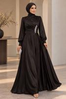 Vêtements hijab BRUN ROBE DE SOIRÉE EN SATIN T 1626