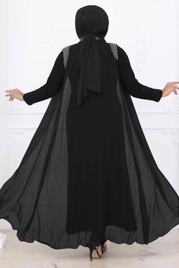 Hijab clothing BLACK EVENING DRESS WITH CHIFFON CAPE T 1731 - TRENDTESETTÜR