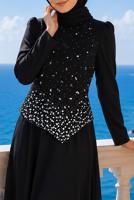Hijab clothing BLACK GEM DETAILED EVENING DRESS T 2384