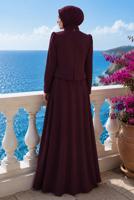 Hijab clothing CLARET RED GEM DETAILED EVENING DRESS T 2384