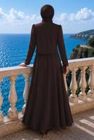 Hijab clothing BROWN GEM DETAILED EVENING DRESS T 2384