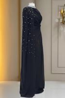 Hijab clothing BLACK CHIFFON EVENING DRESS T 2463