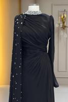 Hijab clothing BLACK CHIFFON EVENING DRESS T 2463