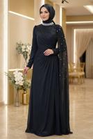 Hijab clothing BLACK CHIFFON EVENING DRESS T 2463