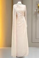 Hijab clothing CREAM CHIFFON EVENING DRESS T 2463