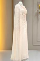 Hijab clothing CREAM CHIFFON EVENING DRESS T 2463