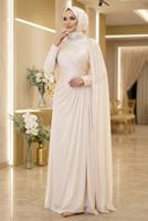 Hijab clothing CREAM CHIFFON EVENING DRESS T 2463