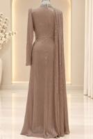 Vêtements hijab BRUN ROBE DE SOIRÉE EN MOUSSELINE DE SOIE T 2463