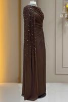Hijab clothing BROWN CHIFFON EVENING DRESS T 2463