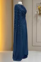 Hijab clothing NAVY BLUE CHIFFON EVENING DRESS T 2463