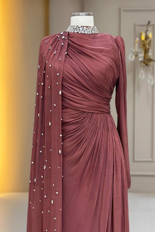 Hijab clothing PINK CHIFFON EVENING DRESS T 2463 - TRENDTESETTÜR