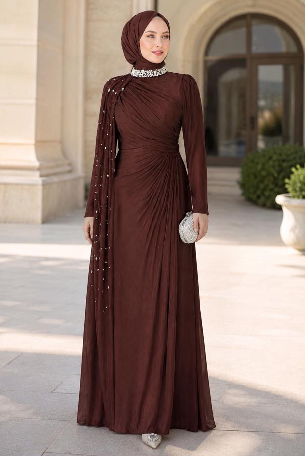 Hijab clothing ORANGE CHIFFON EVENING DRESS T 2463 - TRENDTESETTÜR