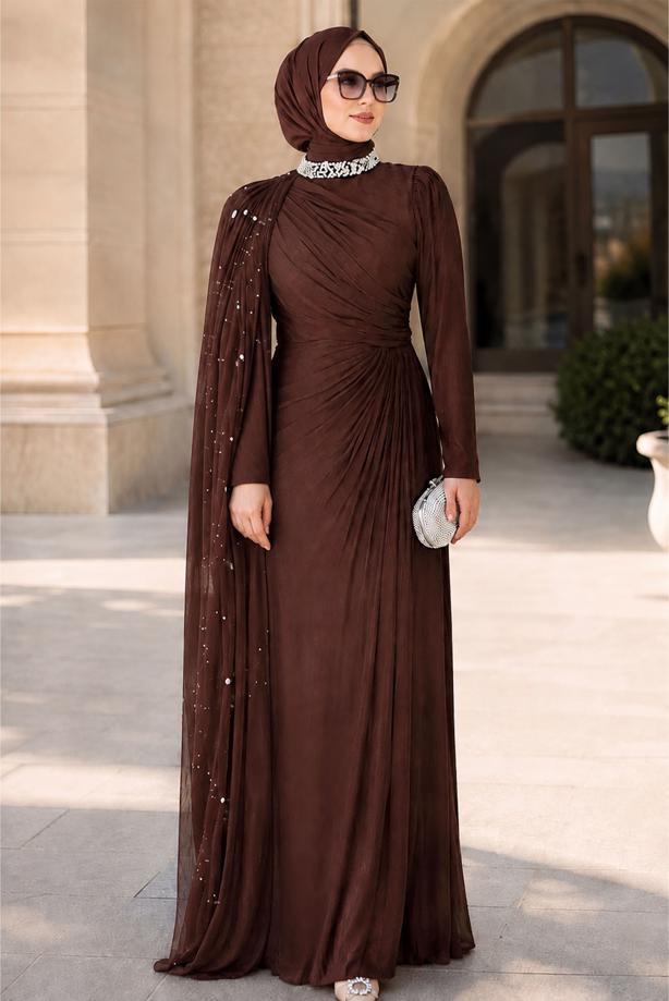 Hijab clothing ORANGE CHIFFON EVENING DRESS T 2463 - TRENDTESETTÜR