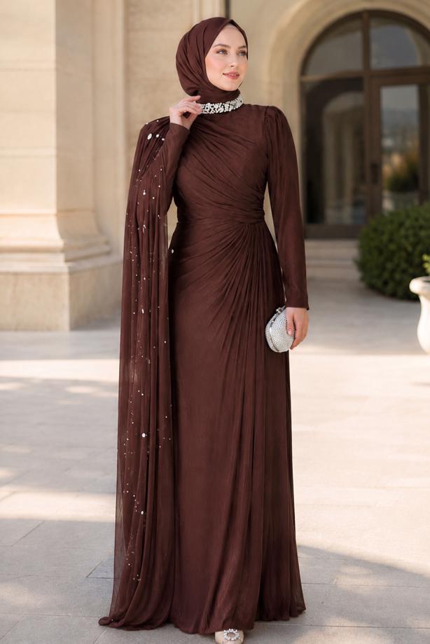Hijab clothing ORANGE CHIFFON EVENING DRESS T 2463 - TRENDTESETTÜR