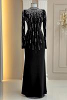 Hijab clothing BLACK GEM DETAILED EVENING DRESS T 2563
