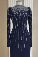 Hijab clothing NAVY BLUE GEM DETAILED EVENING DRESS T 2563