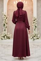 Vêtements hijab ROUGE BORDEAUX ROBE DE SOIRÉE DÉTAILLÉE ACCESSOIRE T 3626