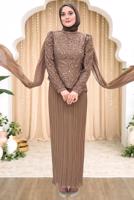 Vêtements hijab VISON ROBE DE SOIRÉE DÉTAILLÉE EN TULLE T 3663